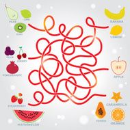 fruit labyrinth game for Preschool Children Vector N2