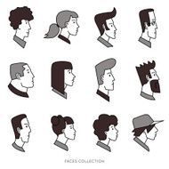 Collection of colored flat avatars with different human heads