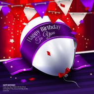 Vector birthday card with balloon bunting flags and ribbon for N2