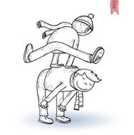 kid playing jump game vector illustration N2