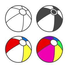 Toy beach ball for coloring book isolated on white