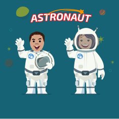 Astronaut male and female - vector illustration