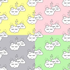 Seamless patterns with sleeping clouds in love