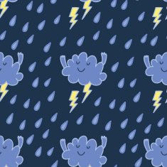 Cute cloud with lightning seamless vector pattern