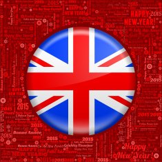 U K Flag on New Year Word Background
