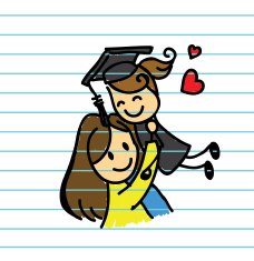 Happy mom and daughter on the graduation day for background