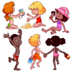 Kids on the beach Outline N4