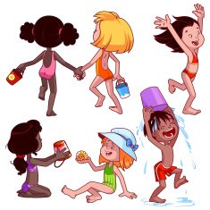 Kids on the beach Outline N5