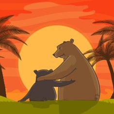 Cute bear with cub for Father's Day celebration