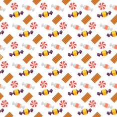 Seamless vector of candies on white background