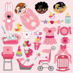 Cute items for baby girl Baby shower icons
