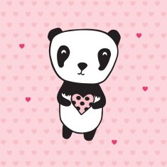 Hand drawn panda with heart