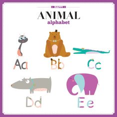 Cute vector zoo alphabet with cartoon and funny animals N8