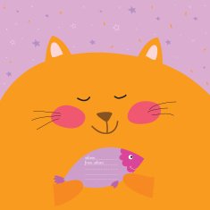 Greeting card with cartoon and funny character animals N15