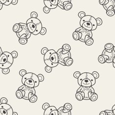 bear doodle seamless pattern background N2