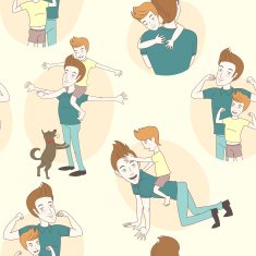 Festive seamless doodle pattern for father's day N2