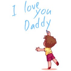 Boy writing on the wall "I love you Daddy" N2