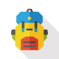 school bag flat icon with long shadow N2