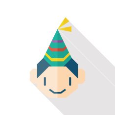 Birthday party boy flat icon with long shadow
