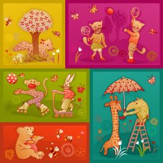 young doodle animals having fun
