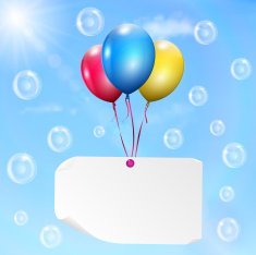 Multicolored balloons with paper card
