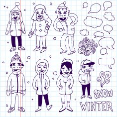 Winter kids Speech bubble School notebook Vector illustration