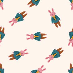 animal rabbit worker cartoon seamless pattern background N3
