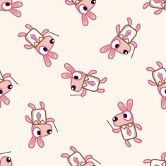 animal rabbit worker cartoon seamless pattern background N4