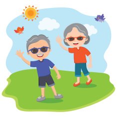 Happy senior people fun in the sun