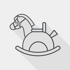 horse toy flat icon with long shadow line