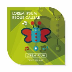 Butterfly music toy flat icon with long shadow eps10 N25