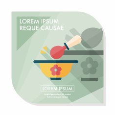 baby food bowl flat icon with long shadow eps10 N67