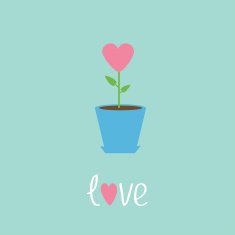 Heart flower in pot Love card