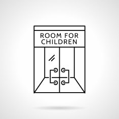 Cafe playroom black line vector icon