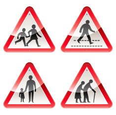 Glossy Signs Caution People