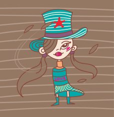 Cute girl A confident T-shirt design vector illustration