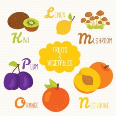 Alphabet for kids with fruits and vegetables N6