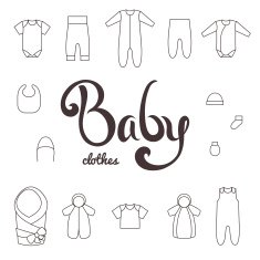 Lettering with icons clothes newborn