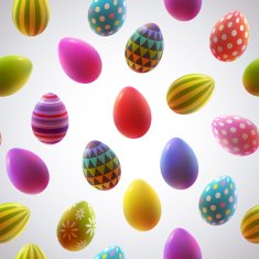 Colorful realistic eggs on white background Seamless pattern N2