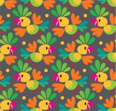 Seamless pattern with funny parrot