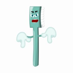 Angry Cartoon Toothbrush Dentist Children Kids Comic N9