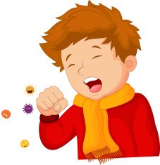 Cartoon little boy coughing