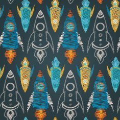 Seamless vector pattern of colorful spaceships N2