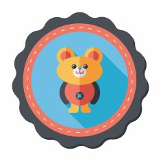 teddy bear flat icon with long shadow N67