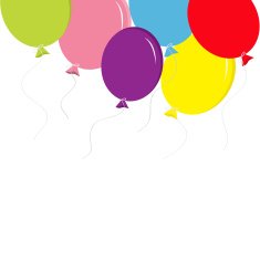 Colorful balloon set bow and thread Greeting card Temlate Flat