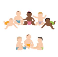 caucasian and african baby boy girl playing together