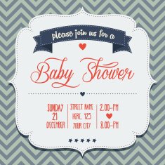 baby shower invitation in retro style N32