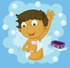 Boy showering