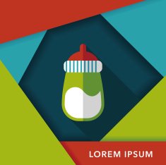 Baby bottle flat icon with long shadow eps10 N17