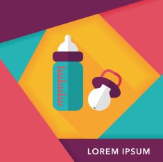 Baby bottle flat icon with long shadow EPS 10 N119